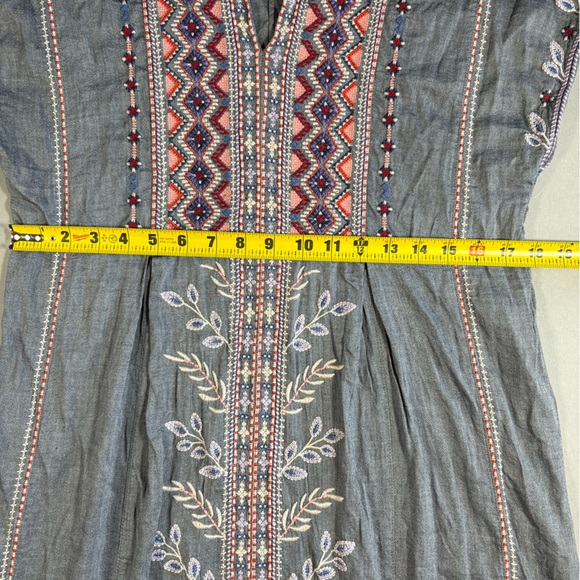 Johnny Was Women's X-Small Floral Embroidered Dress Boho Short Sleeve, V-Neck - Picture 6 of 12